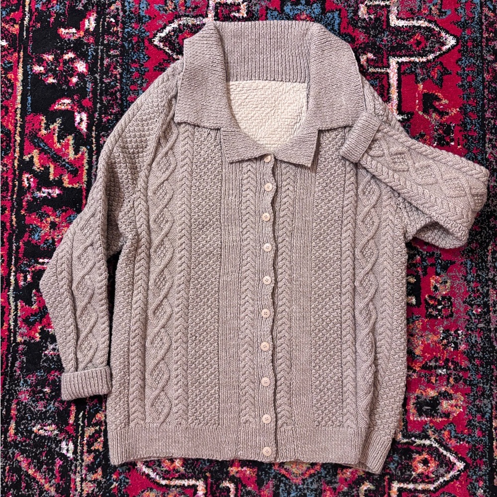 Cozy Fisherman Cable Knit Sweater - Beige